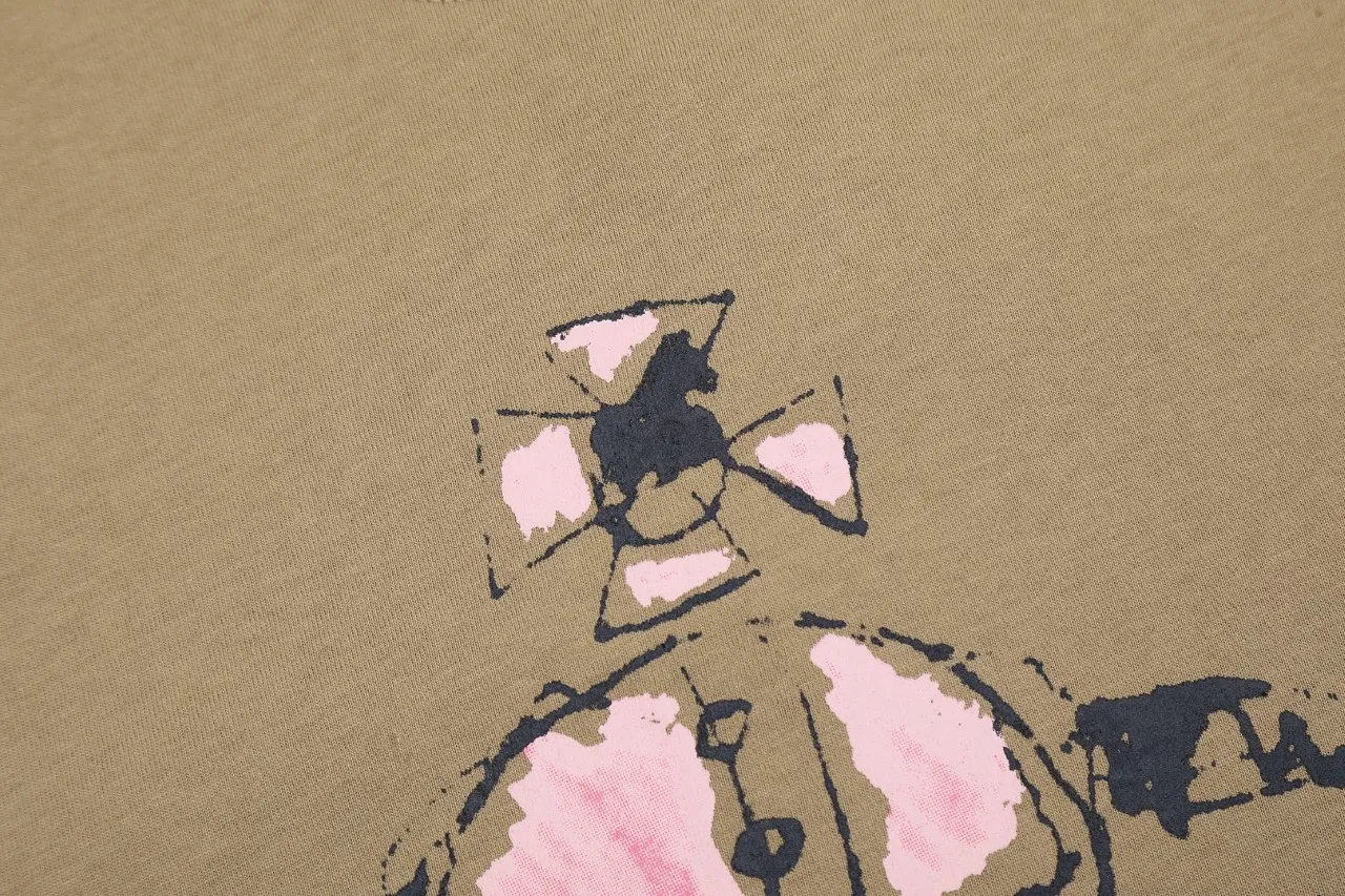 VIVI09# vivienne west wood new spring product West Queen Vivian Saturn letter embroidery printing Size: XS-L Color: black coffee